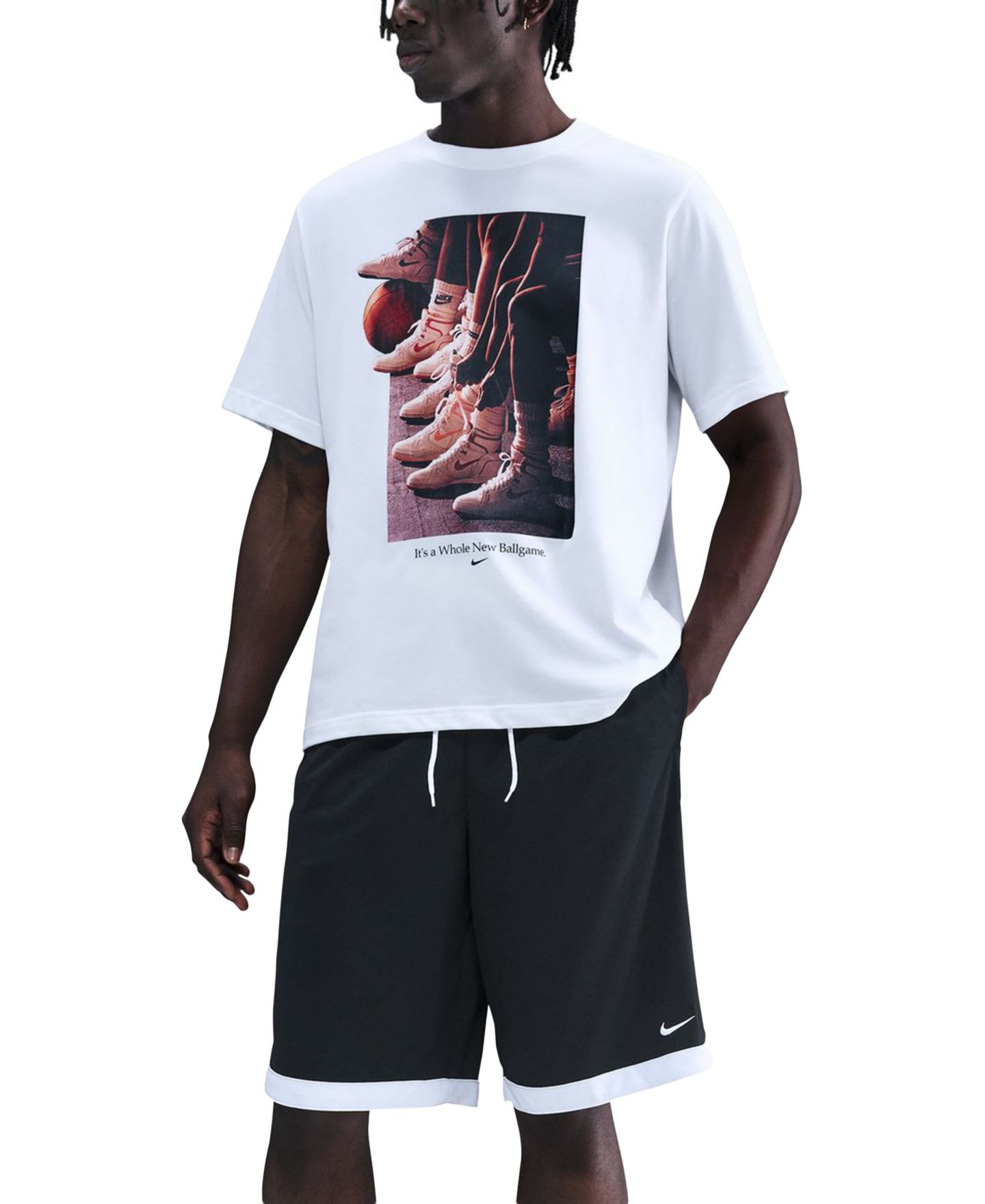 Мужские шорты Nike DNA Academy Dri-FIT 11" Classic-Fit Basketball, цвет: Чёрный / Белый — фото 2