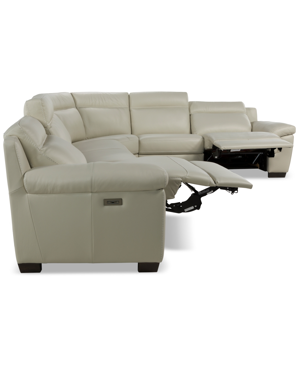 Macy's Julius Ii 6-pc. Leather L Sectional With 2 Power Recliners,  Exclusive In White