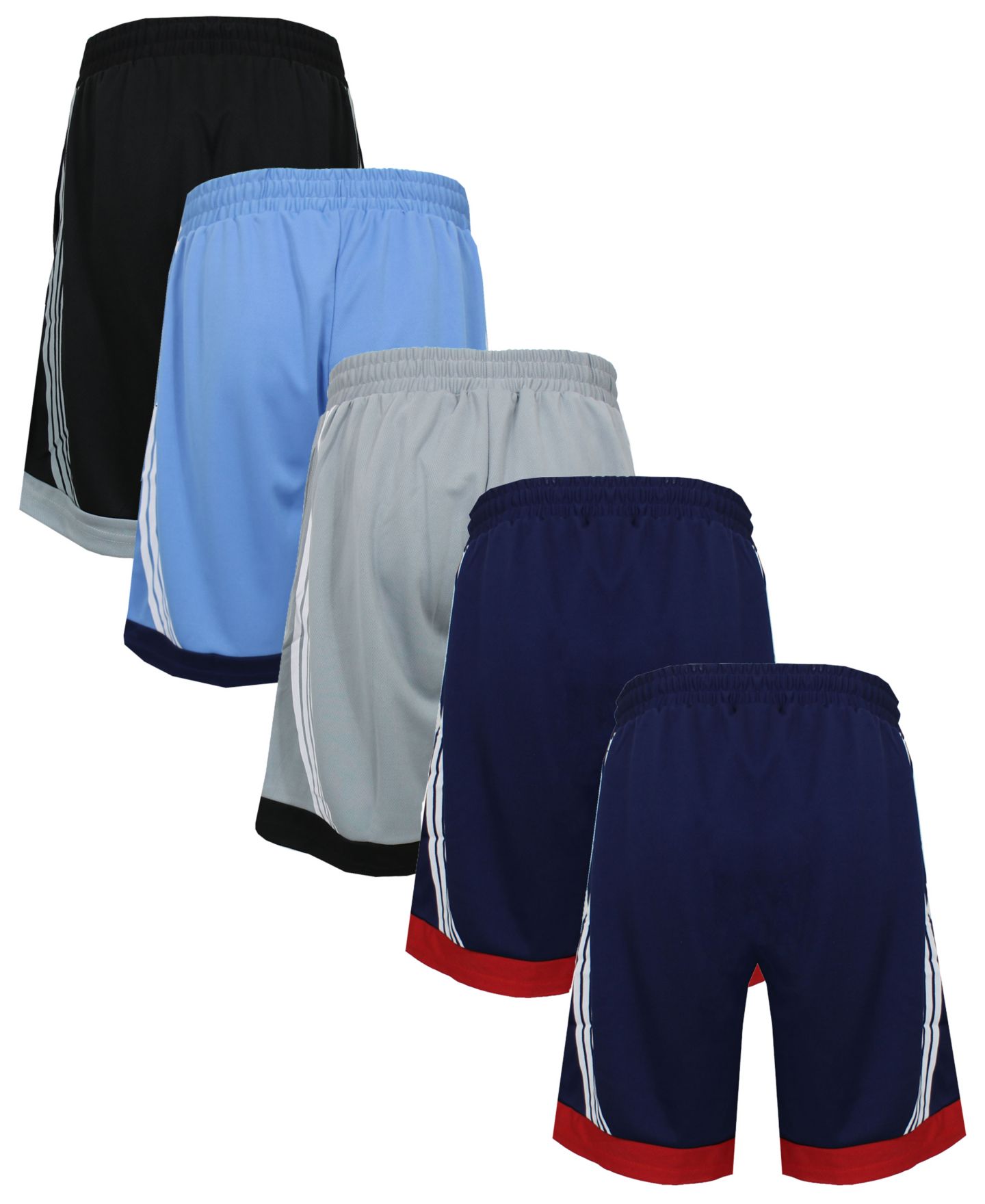 Мужские шорты Galaxy By Harvic 5-Pack Lightweight Breathable Moisture Wicking Mesh, цвет: Чёрный / Синий — фото 2