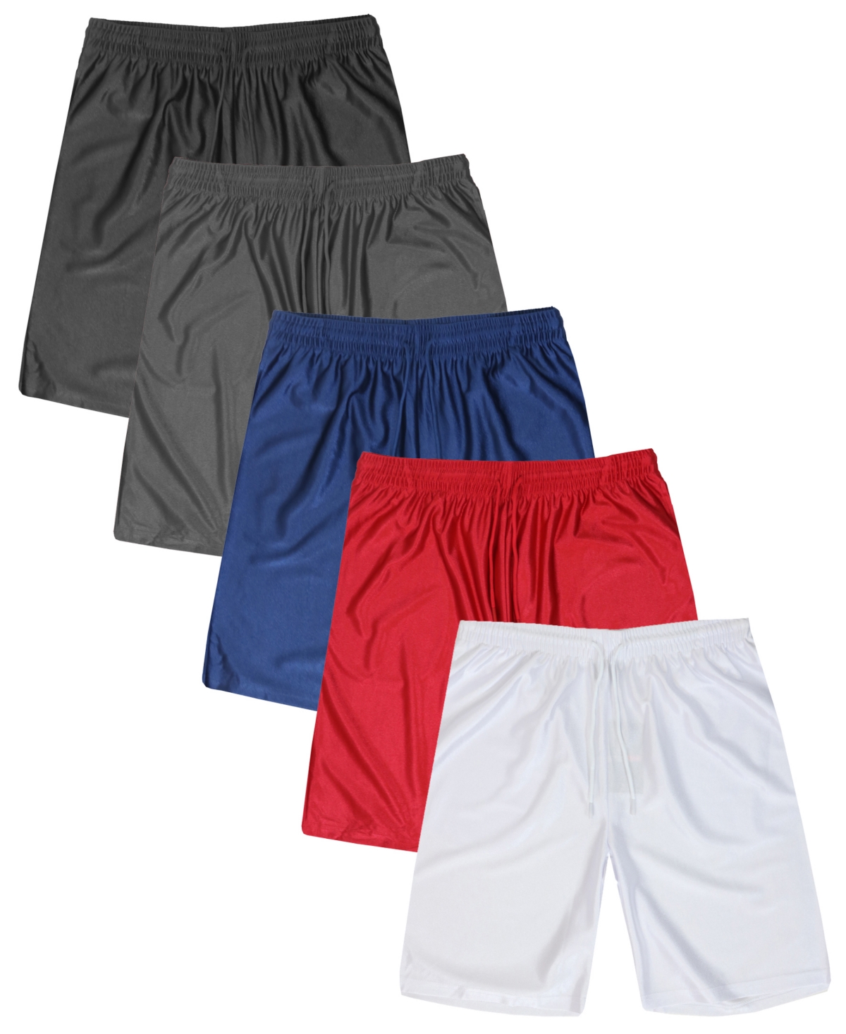 Men's 5-Pack Lightweight Breathable Moisture Wicking Mesh Shorts - Charcoal, Navy, Red, Silver, White dazzl