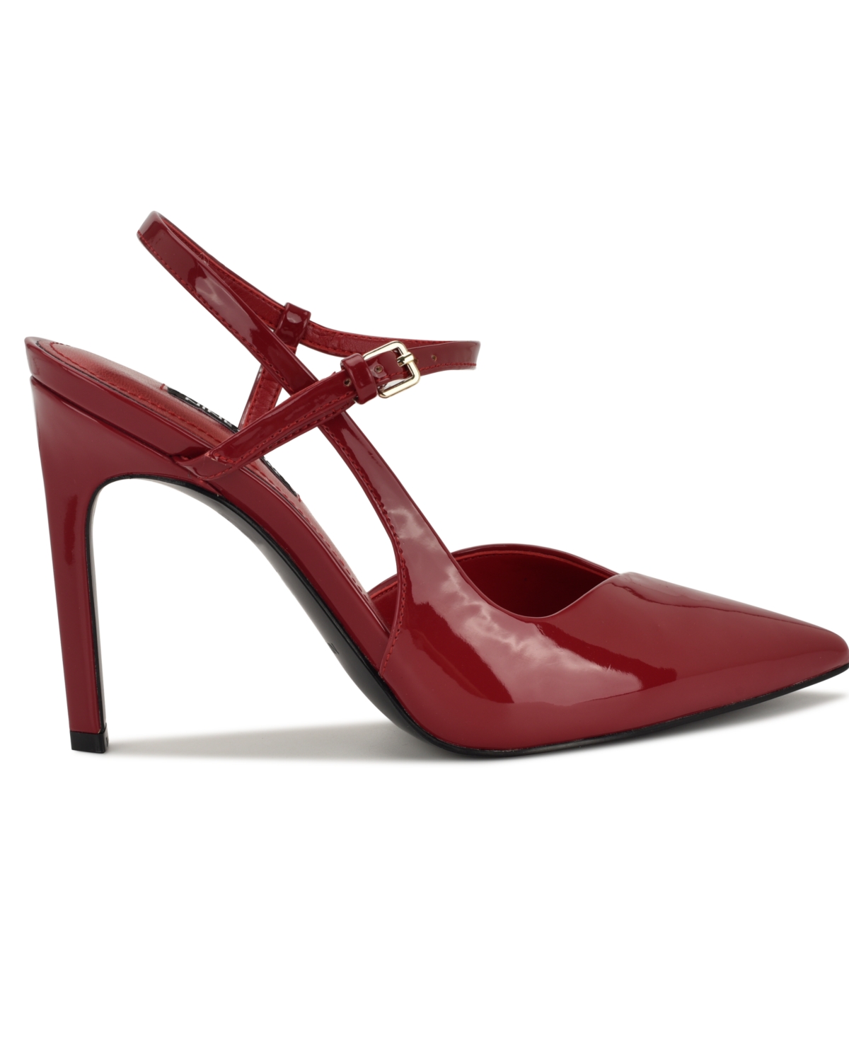 Nine West Franka Ankle Strap Pointed Toe Pump In Red