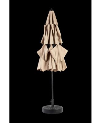 Aluminium 10ft 3 Tier Auto-tilt Umbrella ,Outdoor Patio Umbrella - Market Table Pool Deck Umbrella (Base Not Included)  - ( khaki )