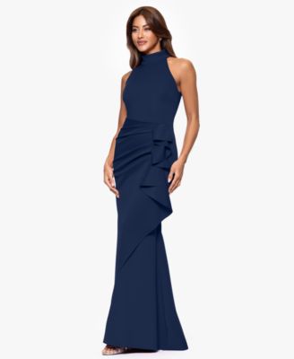 Women's Ruffled Sleeveless Scuba Fit & Flare Dress