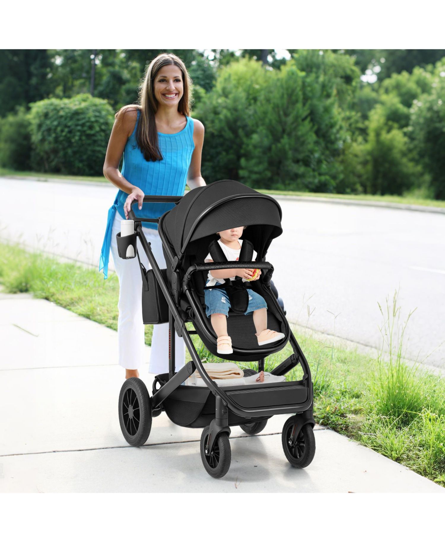 Toddler 3-in-1 Newborn Stroller Folding Convertible High Landscape Stroller