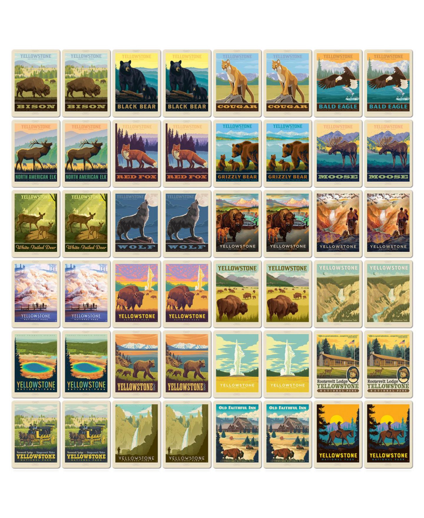 Детские настольные игры MasterPieces Puzzles Yellowstone National Park Memory Game, 48 Cards (24 Pairs), от 3 лет — фото 2