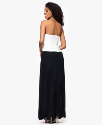 Women's Colorblocked Strapless Chiffon-Skirt Long Dress