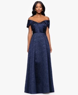 Betsy & Adam - Women's Brocade Off-The-Shoulder Long A-Line Dress