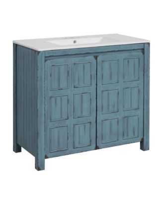 36" Bathroom Vanity Organizer with Ceramic Sink, Stylish & Functional Storage