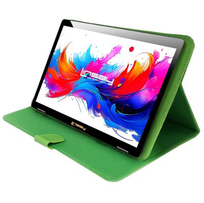 10.1" Octa Core 256GB Storage Android 15 Tablet with Green Leather Case