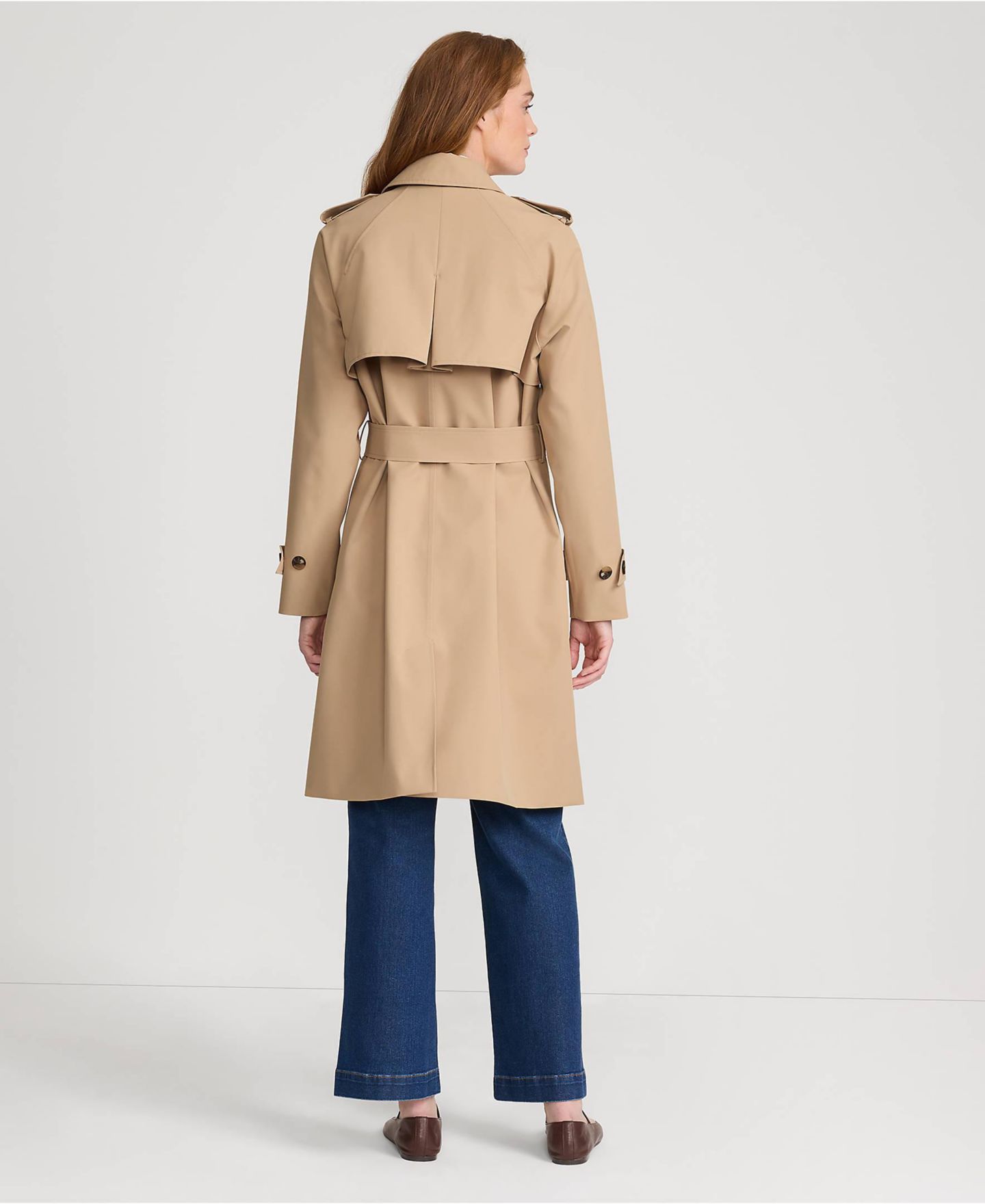 Женская куртка Lands' End Squall Waterproof Modern Trench Raincoat, цвет: Пустынный рыжевато-коричневый — фото 2