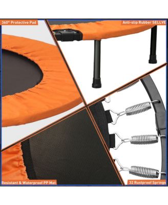 40inch Foldable Mini Trampoline Orange Fitness Rebounder with Adjustable Foam Handle