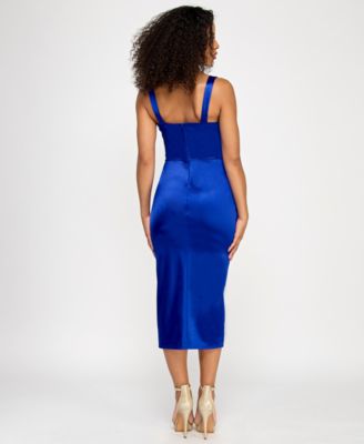 Juniors' Asymmetric Ruched Bodycon Dress