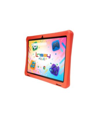 10.1"Octa Core 256GB Storage Android 15 Tablet with Red Kids Defender Case and LED Backpack Orange