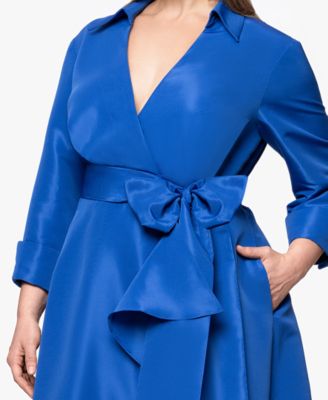 Plus Size Long-Sleeve Tie-Waist Long Dress