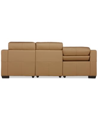 Julius II 3-Pc. Leather Chaise Sectional with 1 Power Recliner, Macy's Exclusive