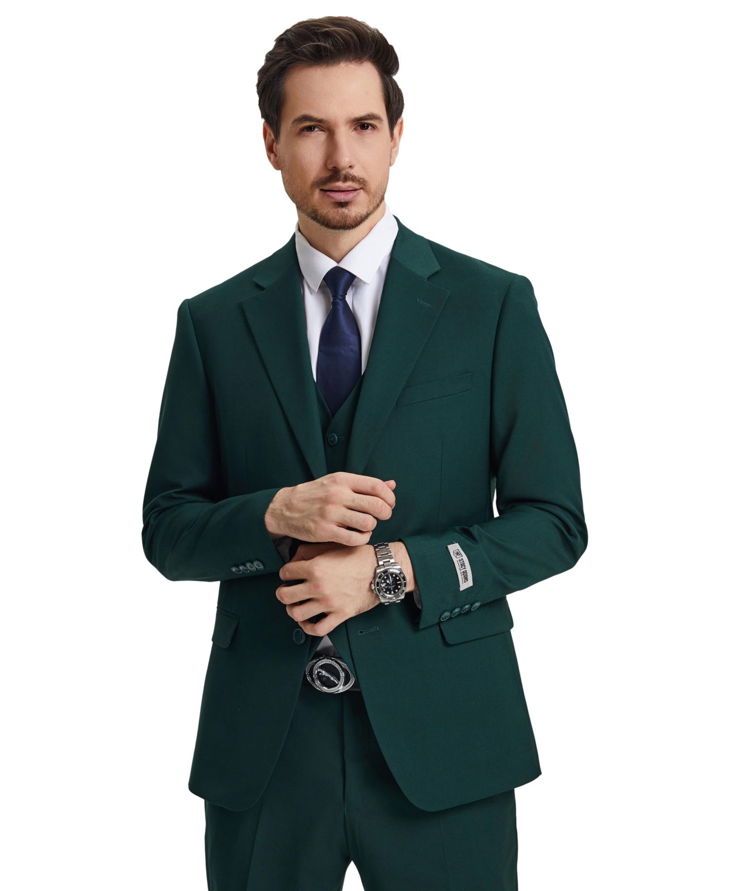 Men's Hybrid-Fit 3pc Notch Lapel Suit Set, Jacket Vest and Pants