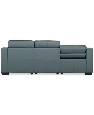 Julius II 3-Pc. Leather Chaise Sectional with 1 Power Recliner, Macy's Exclusive
