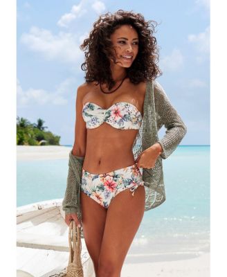 Women's Tropical Print Mid Rise Bikini Swimsuit Bottom
