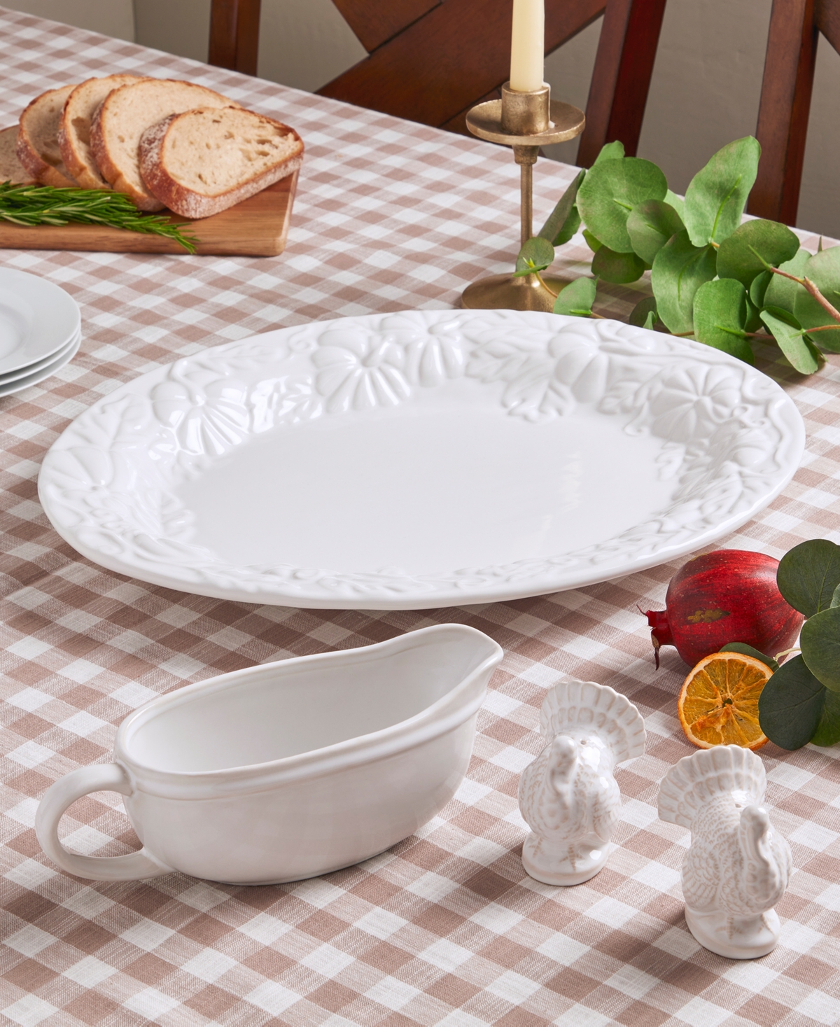 Haven Ceramic Harvest Turkey Platter In White