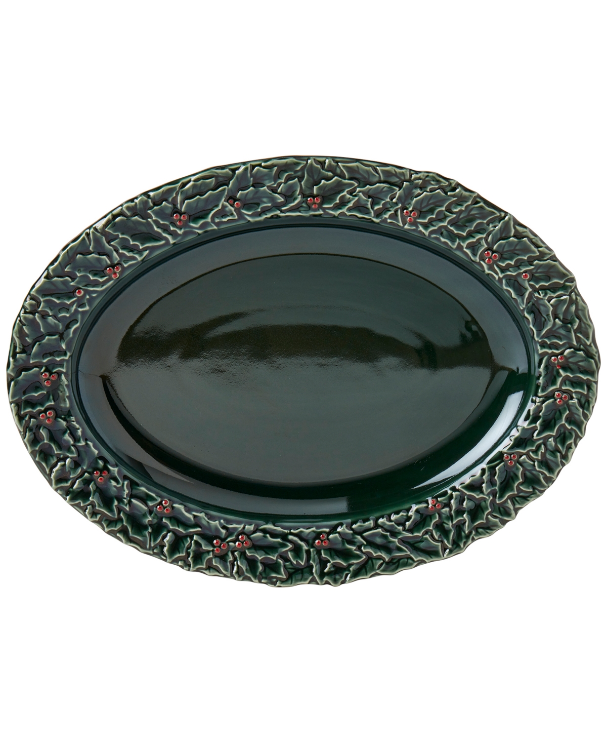 Haven 16" Green Holly Platter In Green