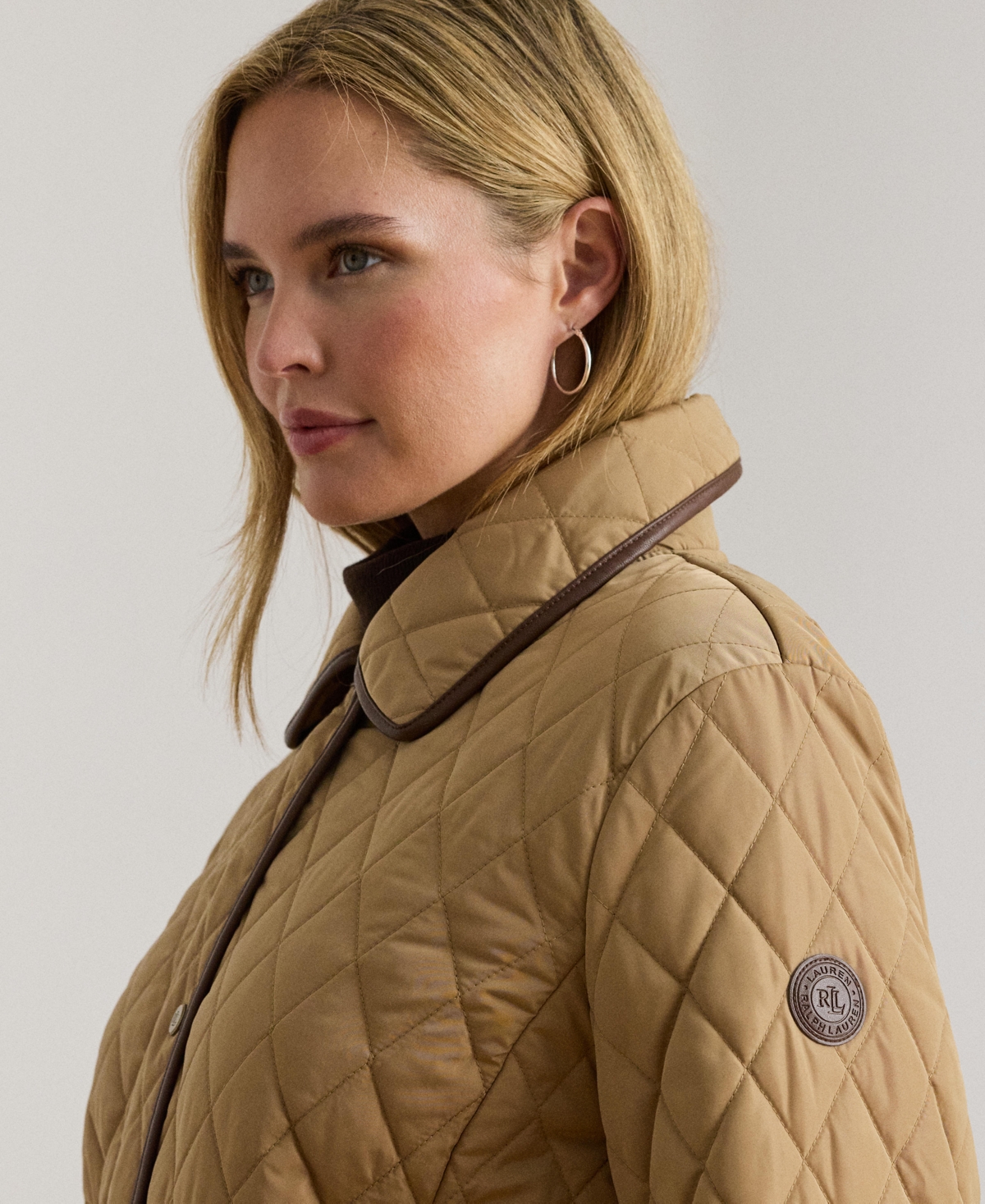 Ralph Lauren Women's Plus Size Quilted Coat, Exclusively For Macys In Brown