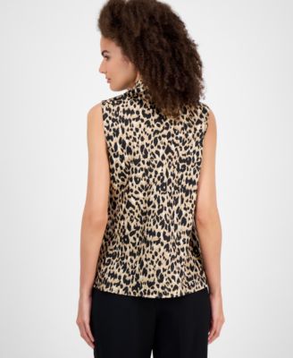 Women's Sleeveless Tie-Neck Top, Regular & Petite