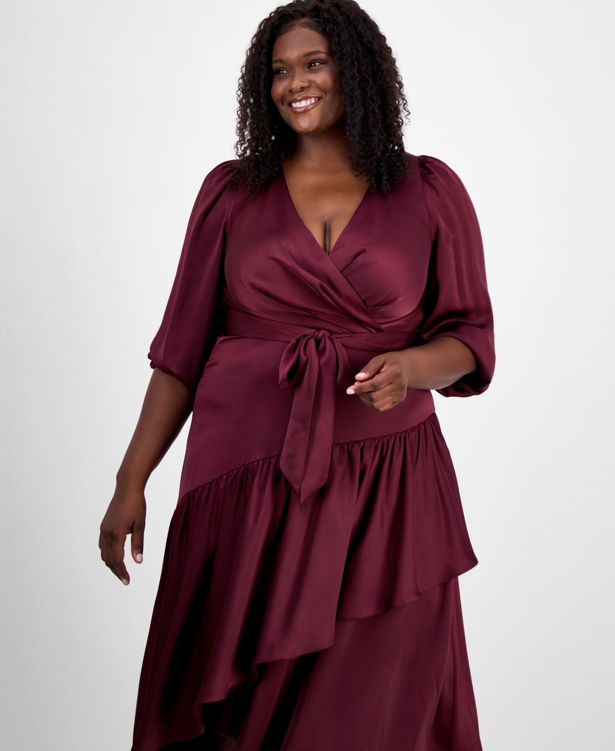 Anne Klein Plus Size Tiered Midi Dress In Multi