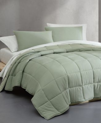 Washed Solid Reversible Plush 7-Pc. Comforter Set, Queen