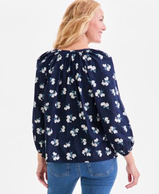 Women's Printed Button-Front Raglan-Sleeve Lurex Top, Macy's Exclusive