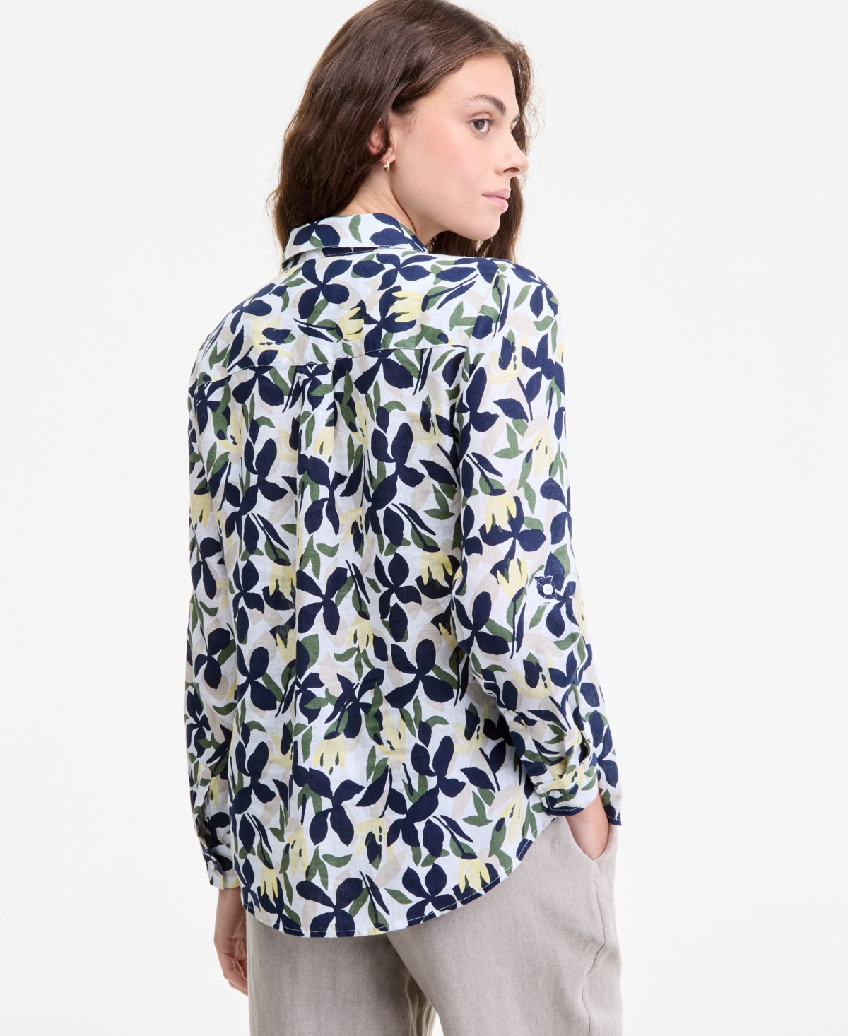 Charter Club Floral Print 100 Linen Shirt 100 Linen Drawstring Pants Macys Exclusive In Multi