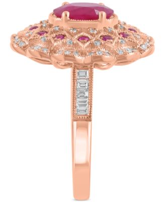 EFFY&reg; Ruby (1-1/2 ct. t.w.) & Diamond (3/8 ct. t.w.) Statement Ring in 14k Rose Gold