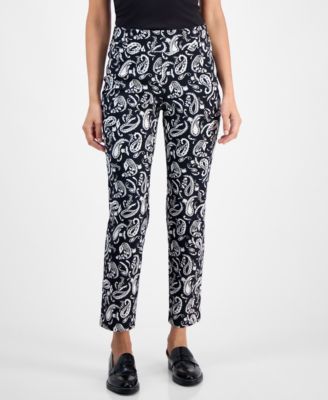 Petite Paisley Rivet-Waist Pull-On Pants, Macy's Exclusive