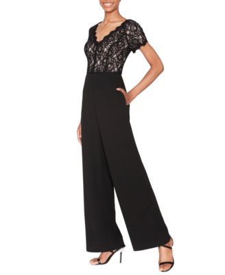Women's Lace & Scuba Crepe Wide-Leg Jumpsuit