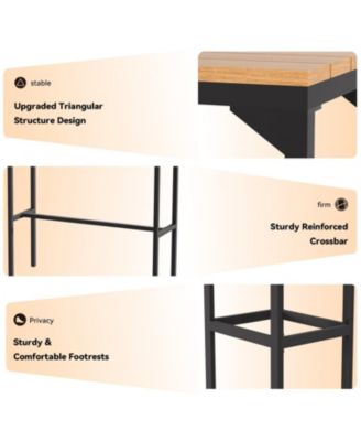 3 Pieces Bar Table Set with 2 Chairs with Metal Legs and Footrest