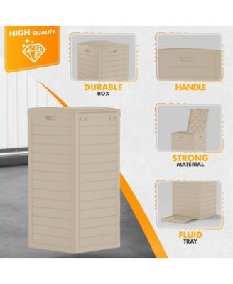 31 Gallon Large Outdoor Trash Can with Lid and Liquid Drawer