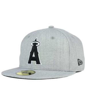 NEW ERA LOS ANGELES ANGELS OF ANAHEIM HEATHER BLACK WHITE 59FIFTY FITTED CAP