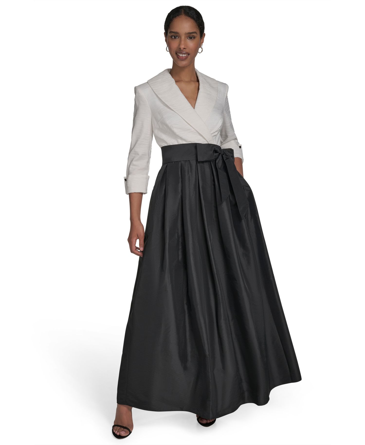 Women's Colorblocked V-Neck Ball Gown