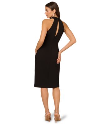 Women's Crepe Halter Midi Sheath Dress