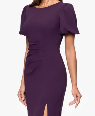 Women's Scuba Crepe Boat-Neck Long Sheath Dress