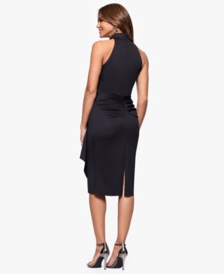 Women's High-Neck Sleeveless Ruffle Scuba Dress