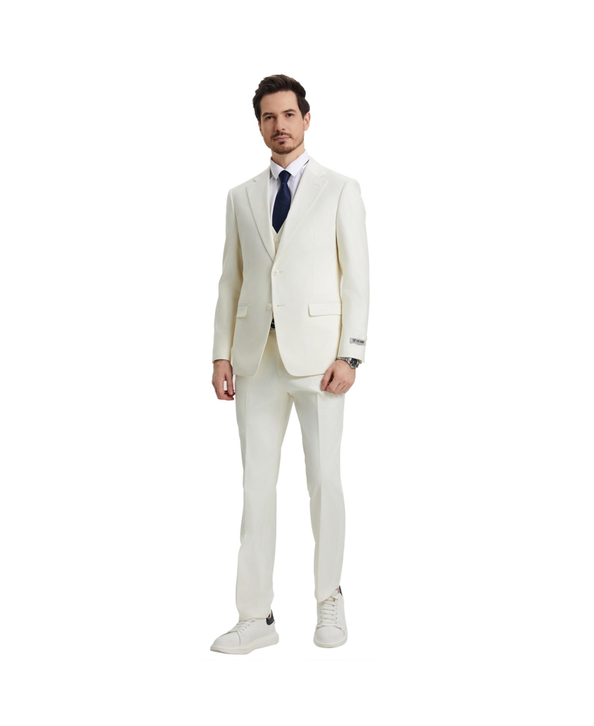 Big & Tall Hybrid-Fit 3pc Notch Lapel Suit Set, Jacket Vest and Pants - Brick