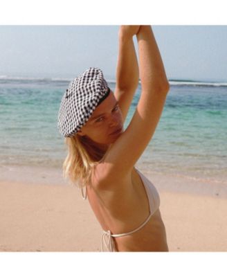 SIMONE Gingham Beret Hat In Black