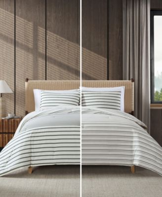 Cooper Stripe Cotton Reversible 3-Pc. Comforter Set, Full/Queen