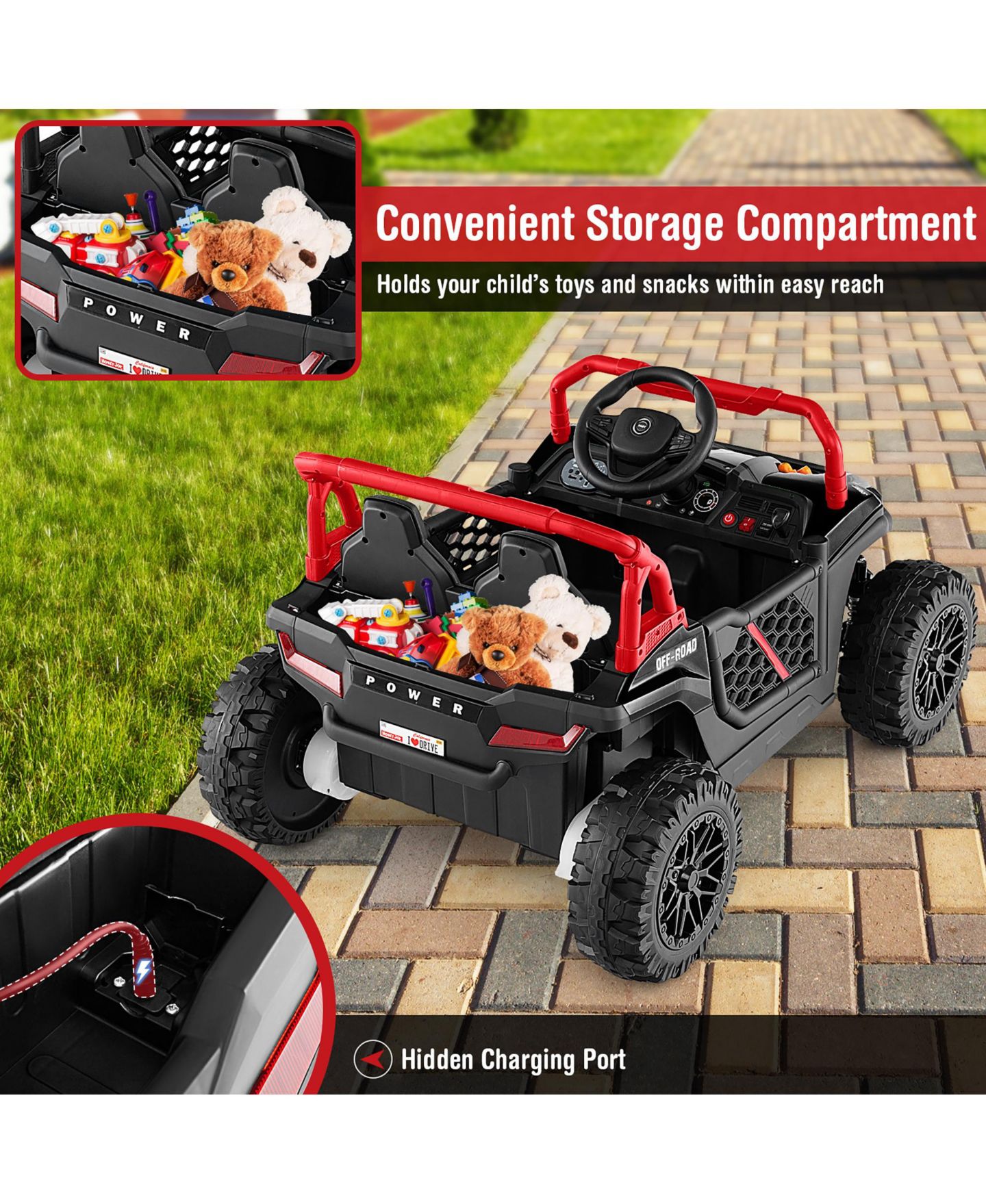 Детская игрушка Gymax 12V Kids Ride-On Truck with Parental Remote Control, 55 lbs, от 3 лет, цвет: Чёрный — фото 5
