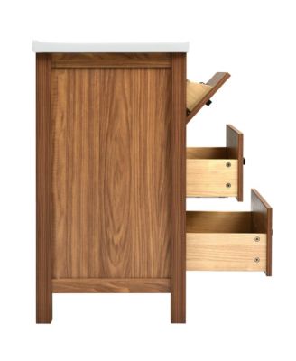 24" Freestanding Vanity with Ceramic Sink, Cabinet with 3 Drawers