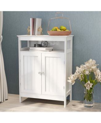 Bathroom Storage Cabinet with Double Shutter Doors in White, Elegant & Functional