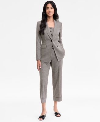 Single Button Blazer Vest Cropped Pants
