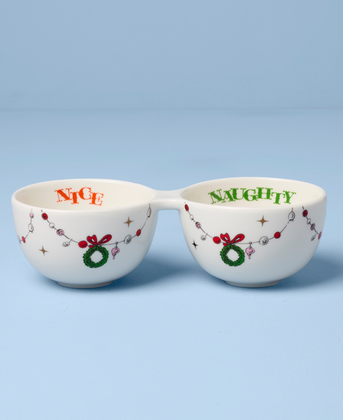 Lenox Merry Grinchmas Naughty Or Nice Double Dip Bowl In White