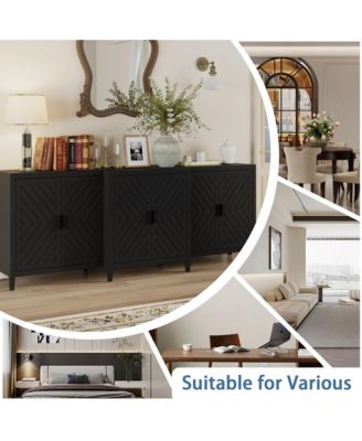 High quality black hemp flour multifunctional four door dressing table, wooden storage cabinet, side cabinet