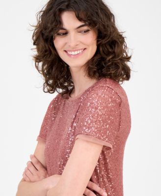 Anne Klein Women's Sequined T-Shirt - Macy's